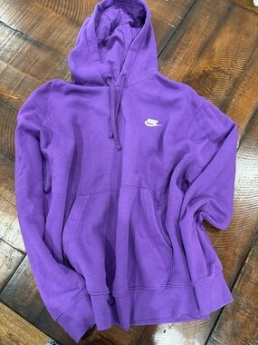Nike Purple Hooded Pullover with White Swoosh
